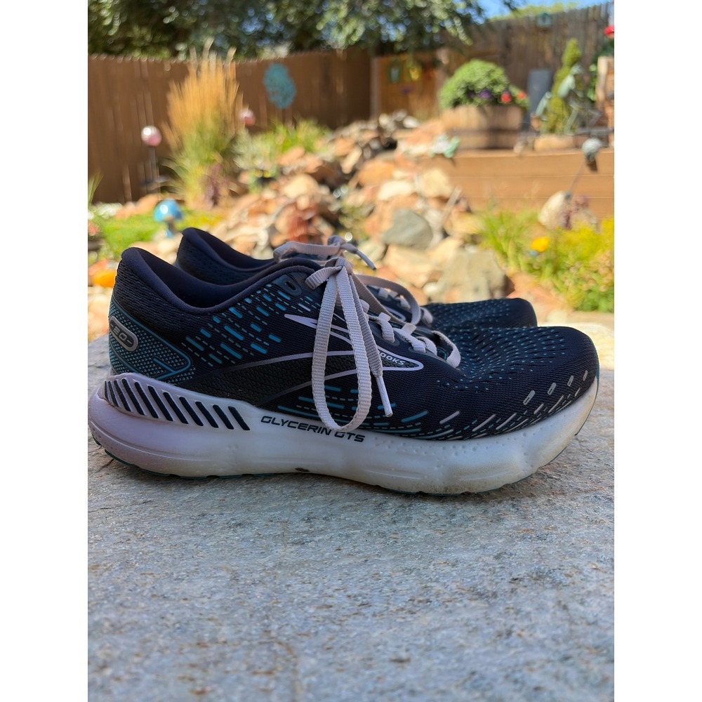 Brooks Glycerin GTS 20 Womens Running Shoes Navy Blue Wide 7.5 D 1203701D499